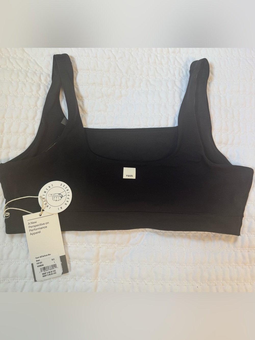 Vuori AllTheForm Bra Black Large NWT Medium Support Athletic Sports Bra